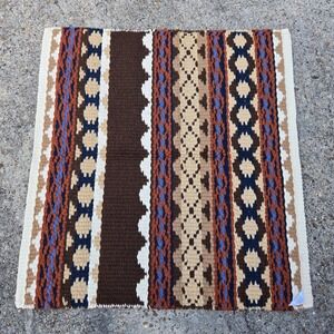 Mayatex Saddle Blanket 34x36 Aztec Pattern #44321 Handwoven Earth Tone Browns